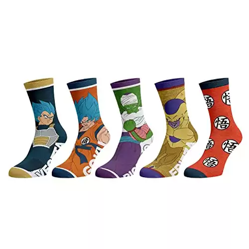 Dragonball Z Character Logos Crew Socks (Pack of 5 pairs)